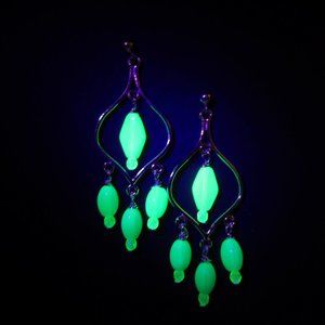 Uranium glass bead Chandelier earrings